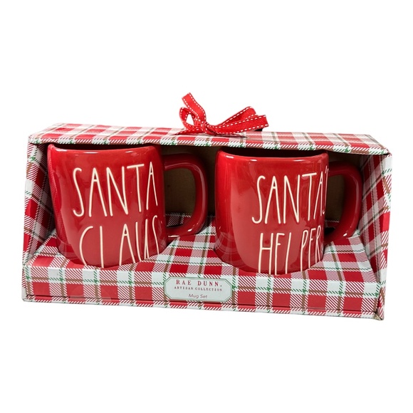 Rae Dunn "SANTA CLAUS" & "SANTA'S HELPER" Coffee Mug Set - Picture 1 of 1